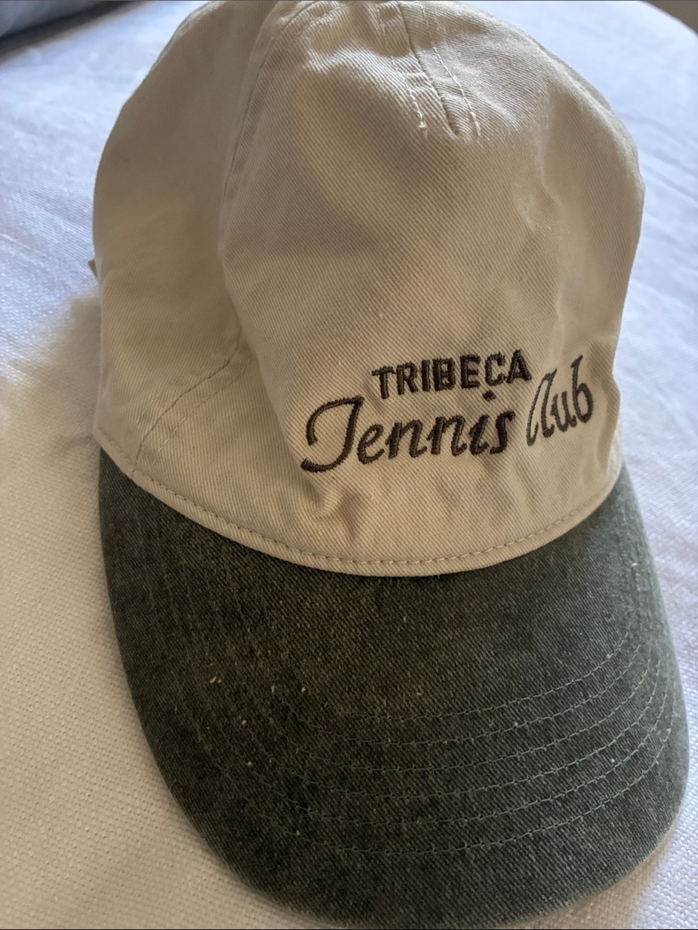 Tennis Club Two-Tone Baseball Cap - Cream & Olive